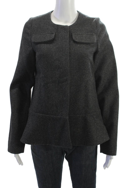 Marni Womens Gray Herringbone Wool Basic Jacket Button Closure Size 38