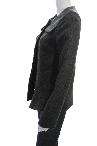 Marni Womens Gray Herringbone Wool Basic Jacket Button Closure Size 38