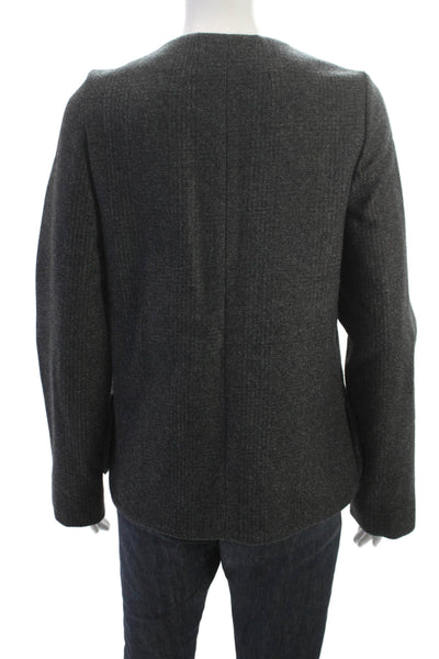 Marni Womens Gray Herringbone Wool Basic Jacket Button Closure Size 38