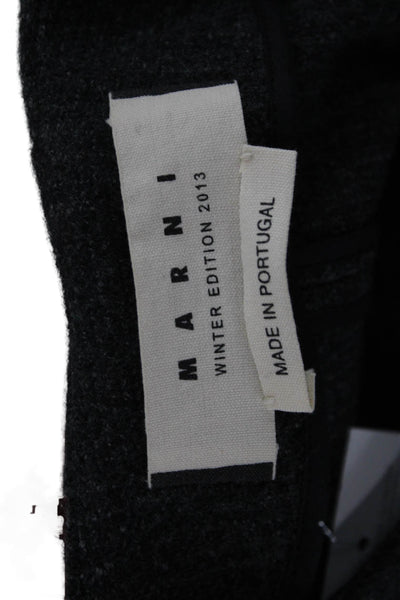 Marni Womens Gray Herringbone Wool Basic Jacket Button Closure Size 38