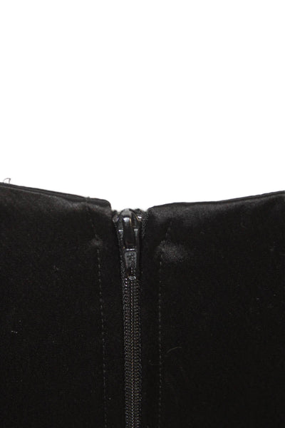 Kimberly Taylor Womens Cropped Satin Off Shoulder Black Long Sleeve Top Size M