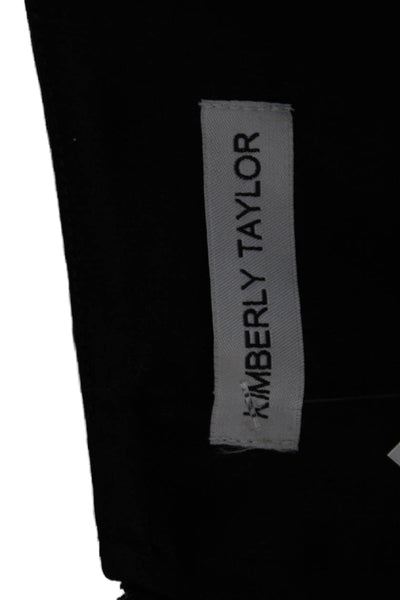 Kimberly Taylor Womens Cropped Satin Off Shoulder Black Long Sleeve Top Size M