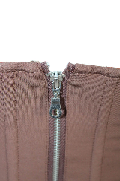 Miaou Womens Brown Viscose Halter Sleeveless Corset Top Zip Size S