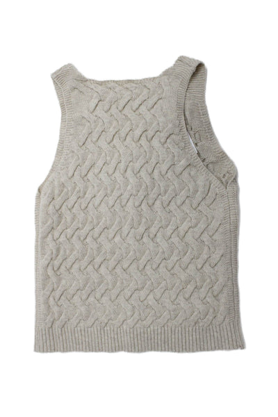 Zara Girls Button Front V Neck Knit Sweater Vest Beige Size 13-14