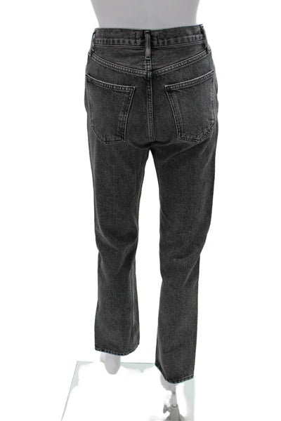 Agolde Women Tapered Jeans Gray Mid Rise Button Size 24