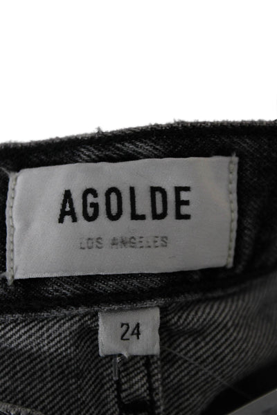 Agolde Women Tapered Jeans Gray Mid Rise Button Size 24