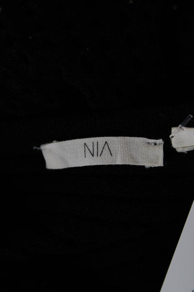 NIA Womens Cardigan Black Viscose Long Sleeve Round Neck Size M