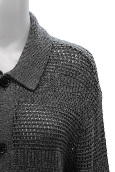 Abercrombie & Fitch Mens Cardigan Gray Cotton Collared Long Sleeve Size M