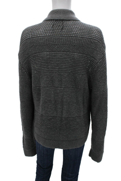 Abercrombie & Fitch Mens Cardigan Gray Cotton Collared Long Sleeve Size M