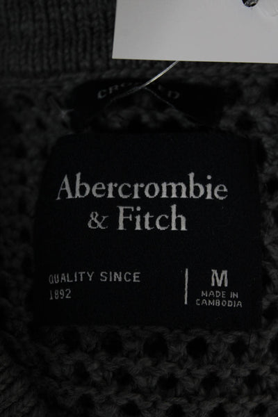 Abercrombie & Fitch Mens Cardigan Gray Cotton Collared Long Sleeve Size M