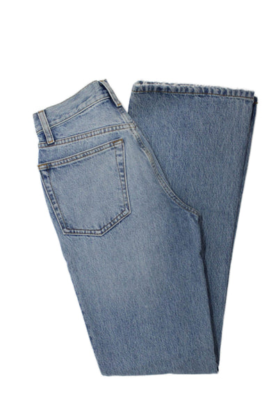 Re/Done Women Straight Blue Cotton Mid Rise Jeans Size 23