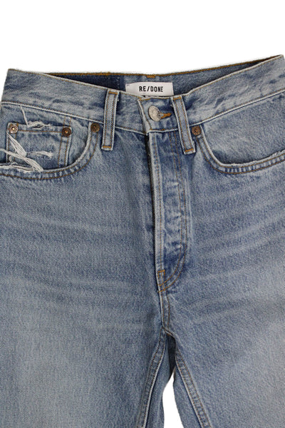 Re/Done Women Straight Blue Cotton Mid Rise Jeans Size 23