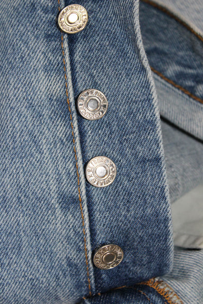 Re/Done Women Straight Blue Cotton Mid Rise Jeans Size 23