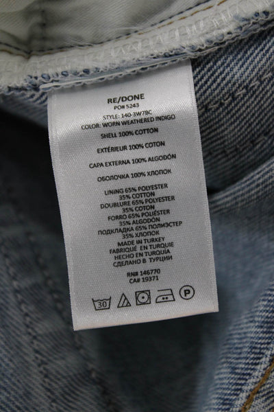 Re/Done Women Straight Blue Cotton Mid Rise Jeans Size 23