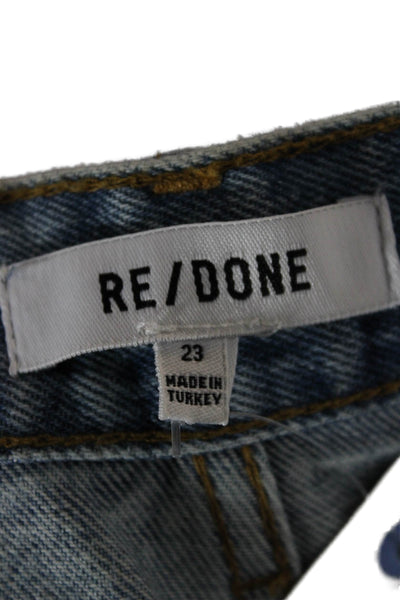 Re/Done Women Straight Blue Cotton Mid Rise Jeans Size 23
