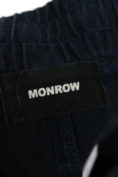 Monrow Unisex Adults Jogger Pants Blue Cotton Drawstring Solid Size XL