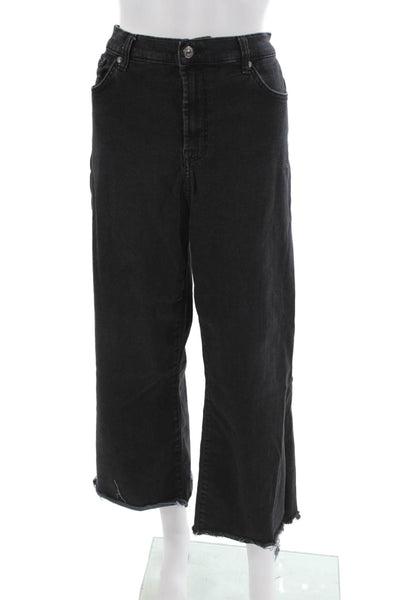 7 For All Mankind Women Cropped High Rise Black Cotton Jeans Size 32