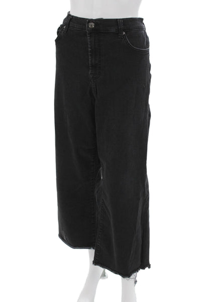 7 For All Mankind Women Cropped High Rise Black Cotton Jeans Size 32