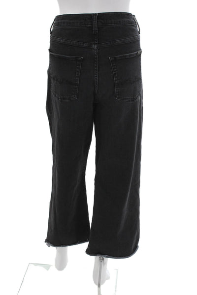 7 For All Mankind Women Cropped High Rise Black Cotton Jeans Size 32