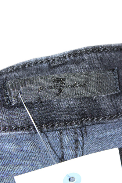 7 For All Mankind Women Cropped High Rise Black Cotton Jeans Size 32