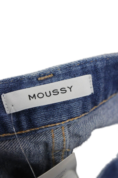 Moussy Womens Cropped Jeans Blue High Rise Cotton Size 27