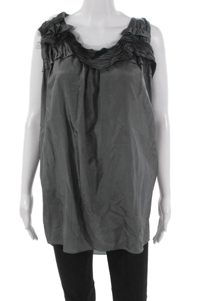 Vera Wang Women Silk Sleeveless Cowl Neck Tunic Blouse Gray Pullover Size 6
