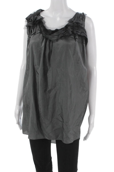 Vera Wang Women Silk Sleeveless Cowl Neck Tunic Blouse Gray Pullover Size 6