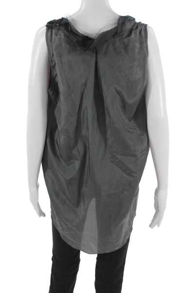Vera Wang Women Silk Sleeveless Cowl Neck Tunic Blouse Gray Pullover Size 6