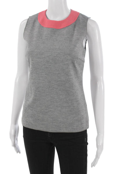 Derek Lam Women Wool Gray Basic Tank Round Neck Sleeveless Size 0