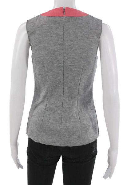 Derek Lam Women Wool Gray Basic Tank Round Neck Sleeveless Size 0