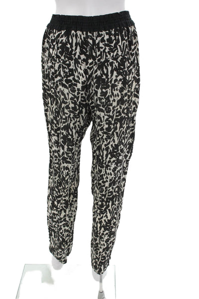 Isabel Marant Women Silk Animal Print Jogger Pants Black Size 40