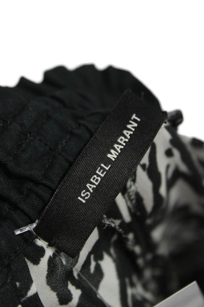 Isabel Marant Women Silk Animal Print Jogger Pants Black Size 40
