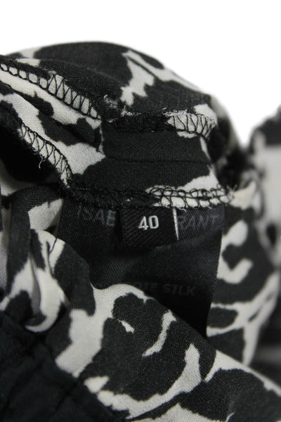 Isabel Marant Women Silk Animal Print Jogger Pants Black Size 40