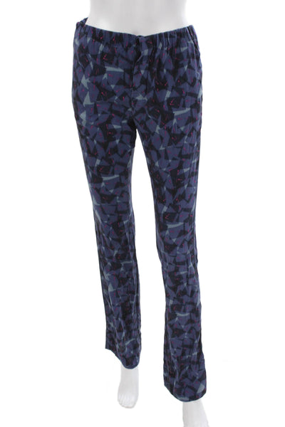Piamita Womens Silk Geometric Pull On Pants Blue Inseam 34 Size XS