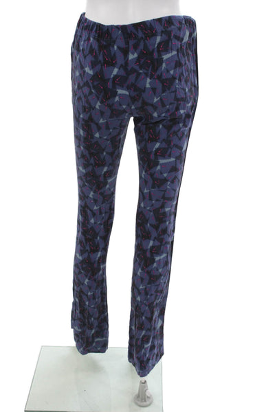 Piamita Womens Silk Geometric Pull On Pants Blue Inseam 34 Size XS