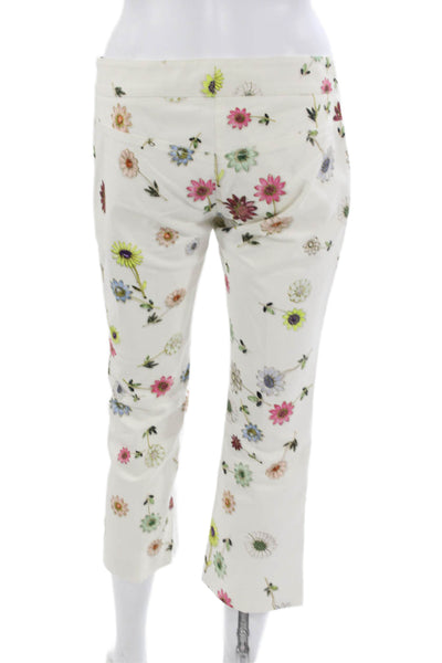 Emanuel Ungaro Women Capri Pants White Floral Cotton Size 36