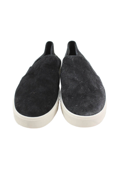 Vince Womens Suede Slip-On Platform Casual Sneakers Black Size 8.5