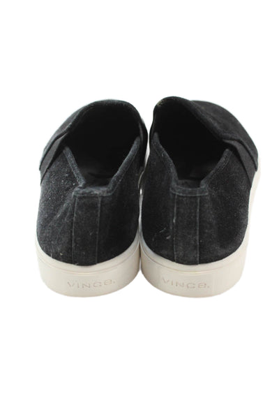 Vince Womens Suede Slip-On Platform Casual Sneakers Black Size 8.5