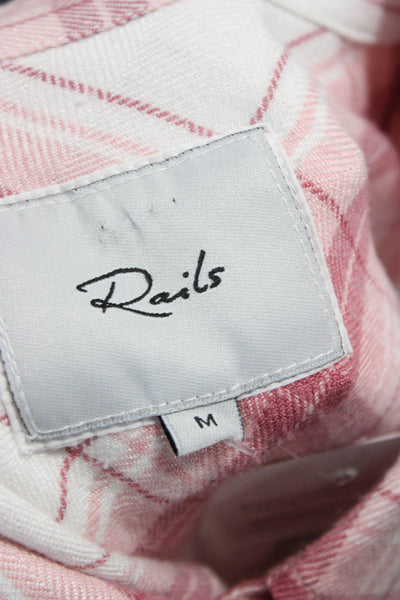 Rails Women Basic Collared Button-Up Rayon Pink Long Sleeve Size M