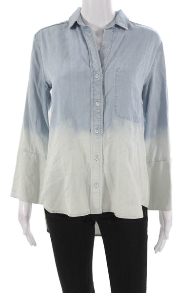 Bella Dahl Womens Tunic Button Up Blue Colorblock Collared Long Sleeve Size XS