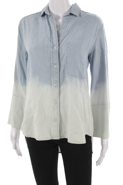 Bella Dahl Womens Tunic Button Up Blue Colorblock Collared Long Sleeve Size XS