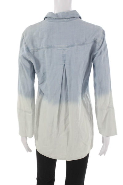 Bella Dahl Womens Tunic Button Up Blue Colorblock Collared Long Sleeve Size XS