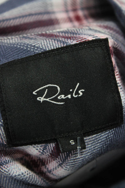 Rails Womens Plaid Rayon Collared Button Up Long Sleeve Top Petites Size S