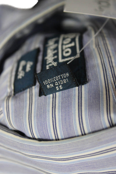 Polo Ralph Lauren Mens Striped Print Collared Button-Down Shirt Purple Size 32