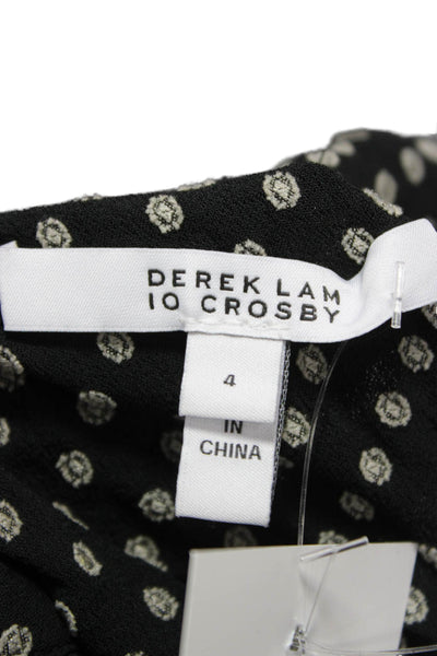 Derek Lam 10 Crosby Women Blouse Black Polka Dot V-Neck Long Sleeve Size 4