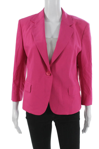 QL2 Women Pink Wool Blazer 3/4 Sleeve Buttoned Size 46
