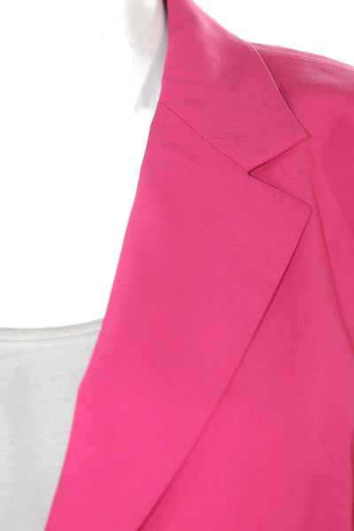QL2 Women Pink Wool Blazer 3/4 Sleeve Buttoned Size 46