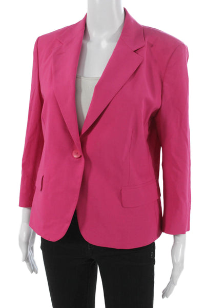 QL2 Women Pink Wool Blazer 3/4 Sleeve Buttoned Size 46