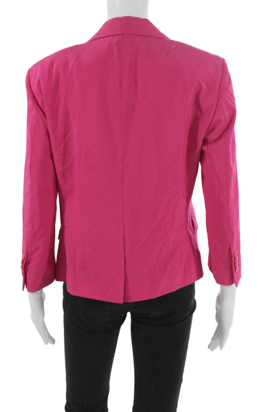 QL2 Women Pink Wool Blazer 3/4 Sleeve Buttoned Size 46