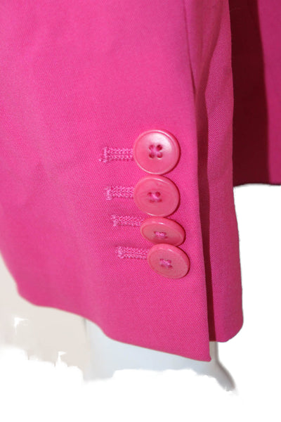 QL2 Women Pink Wool Blazer 3/4 Sleeve Buttoned Size 46